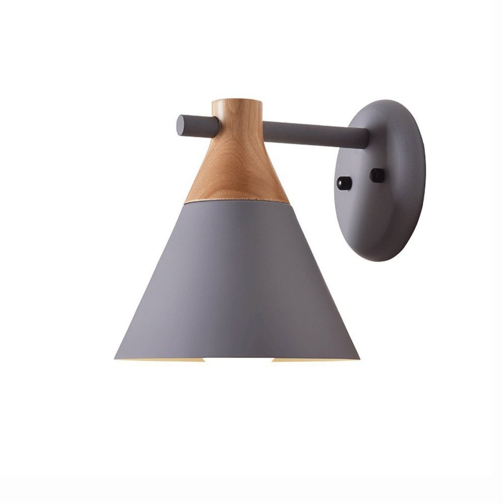 OZBMA Wall Mounted Light Nordic Simple Wooden Macaron Lamp Sconce Creative Fashion E27 Single Head Metal Fixture Bedroom Living Room Corridor Warehouse Lantern Reading