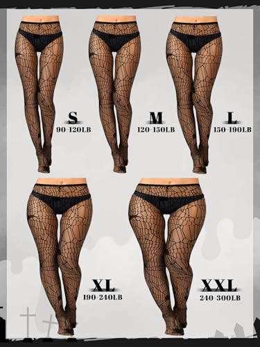 Image of Fourluoo 6 Pairs Women Fishnet Tights Lace Ripped Spider Web Fishnets Leggings Mesh Pantyhose Thigh High Stockings
