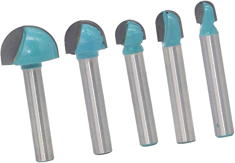Round nose round 6’4” 45L ACRA 5Pcs 6mm Shank Round Nose Cove Core Box Router Bit Cutter for