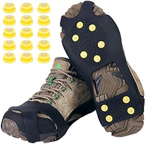 Tevlaphee Ice Snow Grips,Anti Slip Winter Ice Grippers Snow Traction Cleats Crampons Spikers Ice Traction Slip on Boots…