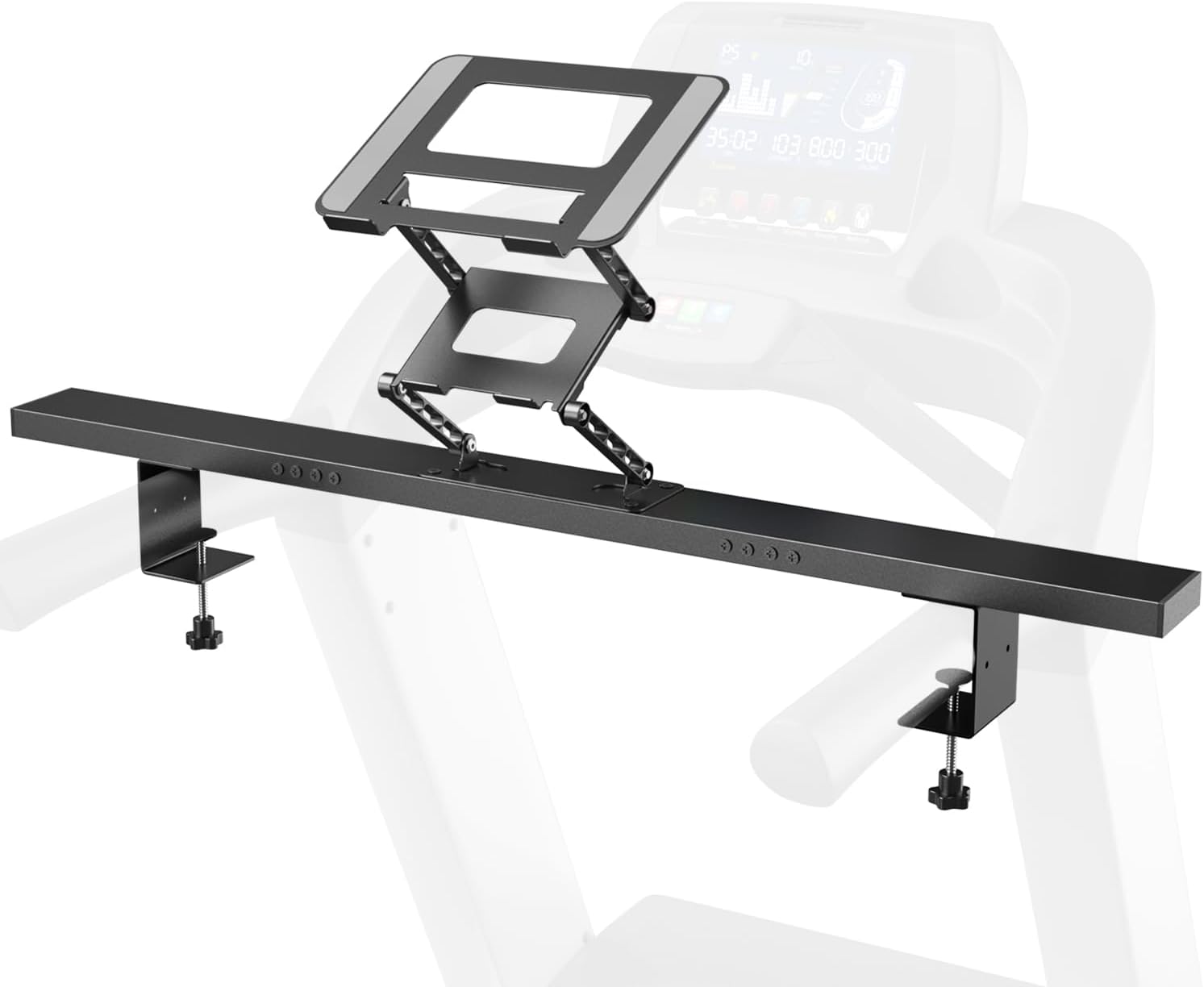 Universal Treadmill Desk Attachment – Adjustable Height & Width Aluminum Treadmill Laptop Holder, Laptop Stand for Walking Workstations (Black)