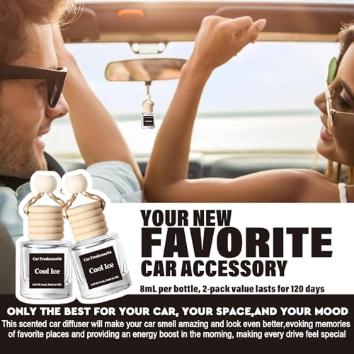 Image of C Classy Hanging Car Air Freshener 2 Pack, Glass Bottle Diffuser, Long-Lasting Fragrance, Cute Car Accessories for Women & Men, Made in USA