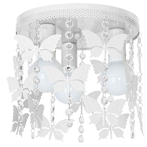 Preisvergleich Produktbild MILAGRO Hängelampe für Mädchen Deckenleuchte Kinderzimmer Angelica Schmetterling Deckenlampe für Kinder Grau Kronleuchter Kinderlicht Kinderlampe 3x E27 230V IP20 MLP1164