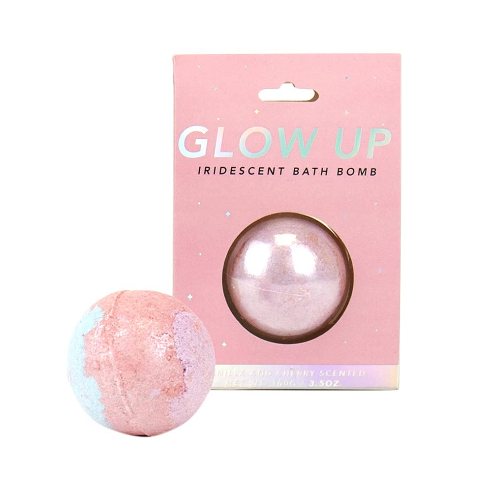 Gift Republic Glow Up Iridescent Bath Bomb, Vanilla and Cherry Scented Bath Bomb, Gift Idea for Her