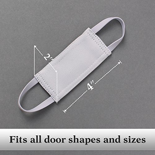 Image of PONY DANCE Baby Door Latch Cover Closer - Nursery Door Silencer with Strong Elastic Straps, Thick Solid Cushion for Noise Reduction, Prevents Slamming, 3 Pieces, 4W x 2L Inches, Greyish White
