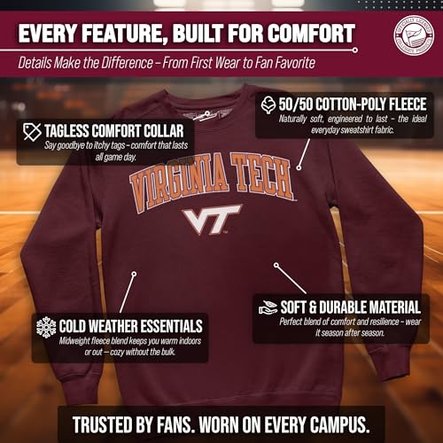 Image of NCAA College Sweatshirt Fleece Crewneck Pullover for Men and Women | Officially licensed NCAA college gameday crewneck pullover - 9 oz fleece lined sweatshirt with arch and logo design