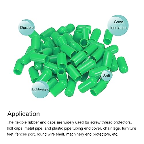 Image of MECCANIXITY 50pcs 1 /4 inch(6mm) Rubber End Caps Cover PVC Vinyl Screw Thread Protector Round Wire Shelf Caps for Screw Bolt Pipe Fence Post, Green