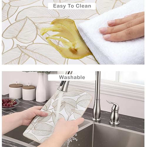 Image of Yellow Weaves 1 Pc PVC Table Placemats, Dining Table Mat, Stain Resistant, Anti-Skid, Waterproof, Washable, Dining, Kitchen, Restaurant Table Set Easy to Clean, Durable (Leaf Golden)