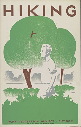Poster vintage randonnée Art Deco A2 affiche multicolore nature