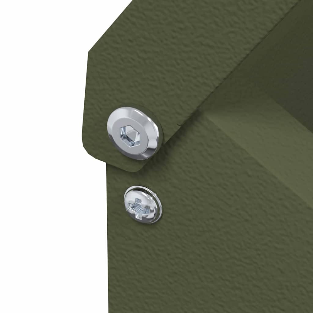 Comedero gallinas metal 3 kg, verde oliva 21 x 16 x 33 cm, resistente e impermeable para interior exterior, fácil montaje con destornillador