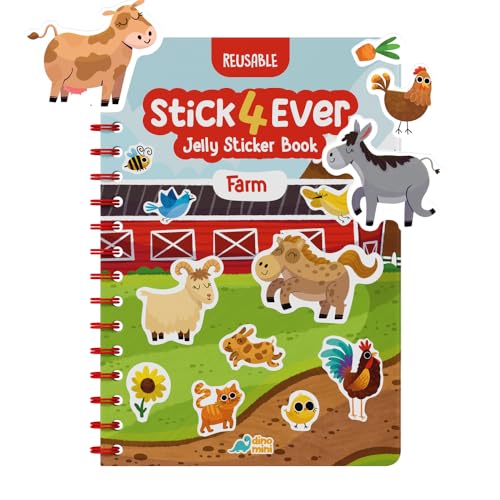 Stick4Ever Jelly Sticker Book - for Kids - Waterproof, Easy to Clean Reusable Sticker Book for Toddlers- Reusable Road Trip Activities for Kids -...