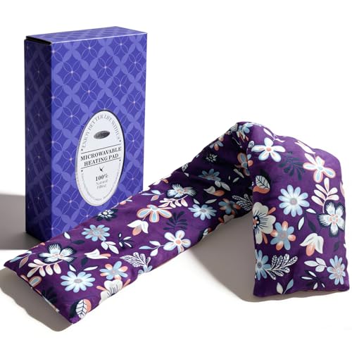 Heating pad for Neck Shoulders and Back Microwavable Machine Washable 27x5 Microwave Rice Bag for Heat Therapy Reusable Hot Pack for Muscle Cramps Moist Warm Bean Bag for Pain Relief Levender Scented