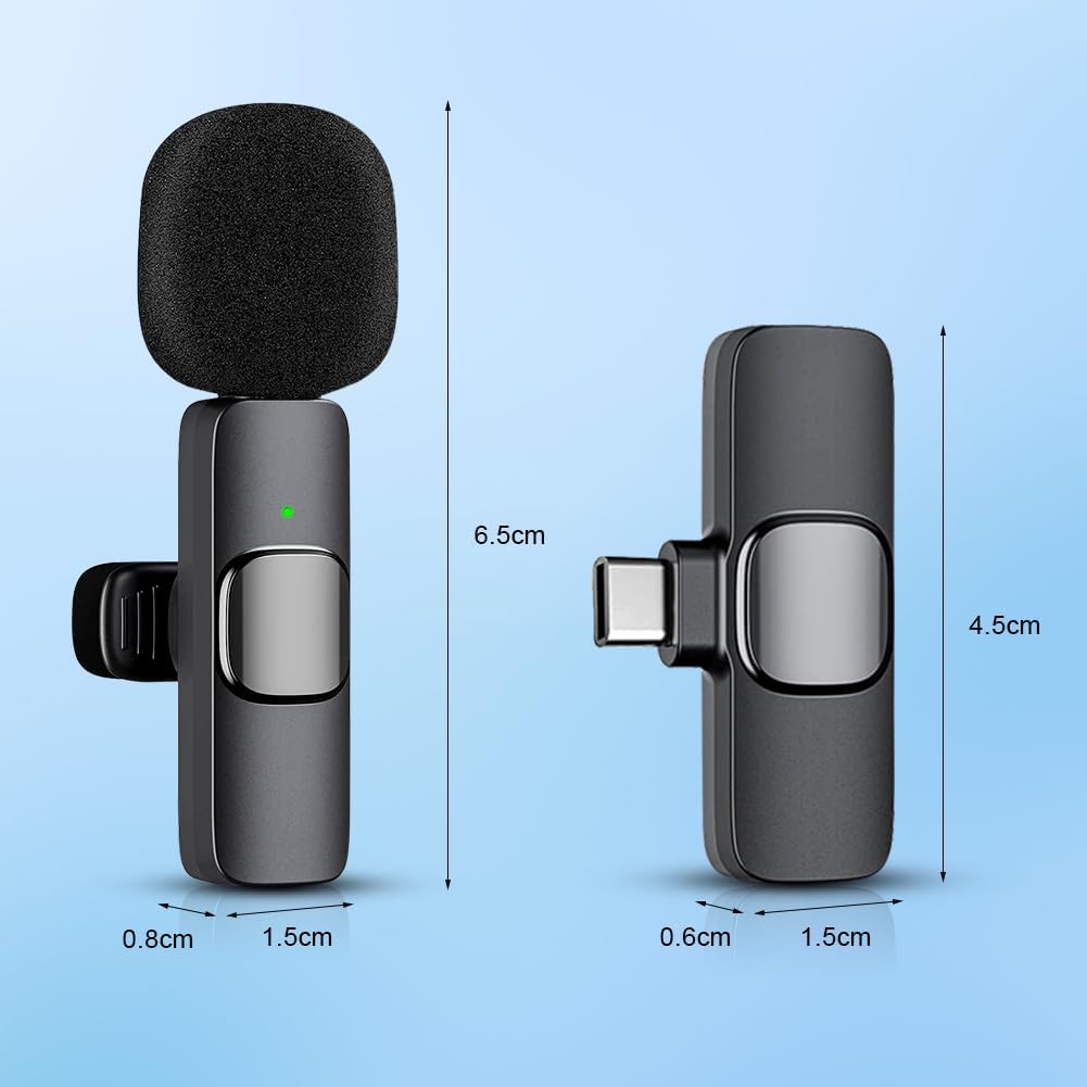 Lavalier Mikrofon Kabellos, Plug and Play Mini Mikrofon Bluetooth, USB C Mikrofone für iPhone IPad Android für Live,Videoaufzeichnung,YouTube,Vlog