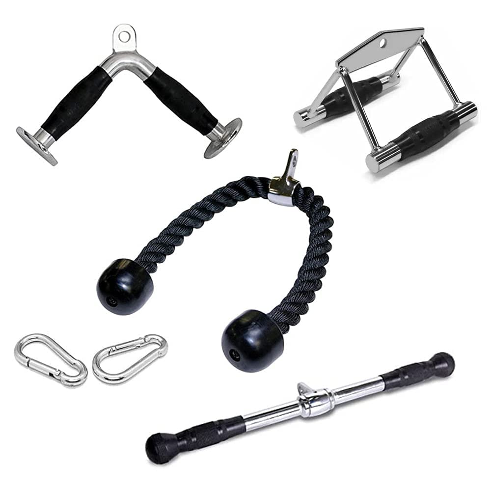 Cable Attachment Combo: Triceps Rope, Straight LAT Bar, Triceps V Handle and Seated Rowing Handle with S Lock Pair (B0B9SDNNBM) Amazon Price History, Amazon Price Tracker