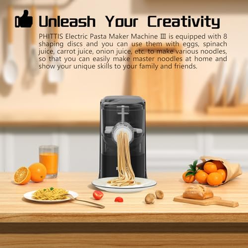 Phittis Electric Pasta Machine, Automatic Pasta Maker Machine Electric With 8 Discs For Spaghetti & Fettucine And More thumb #1