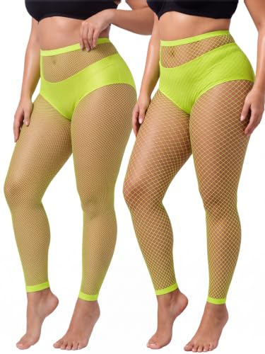 Image of CharnmRose 2 Pairs Women's Footless Fishnet Tights High Waist Fishnets for Women Fishnet Stockings