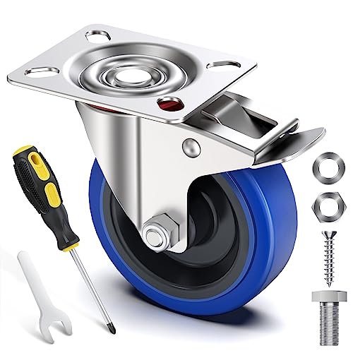 Ruote Industriali In Gomma Nera Con Supporto Fisso, Girevole E Con Freno. In Diametri E Misure - Foto 5