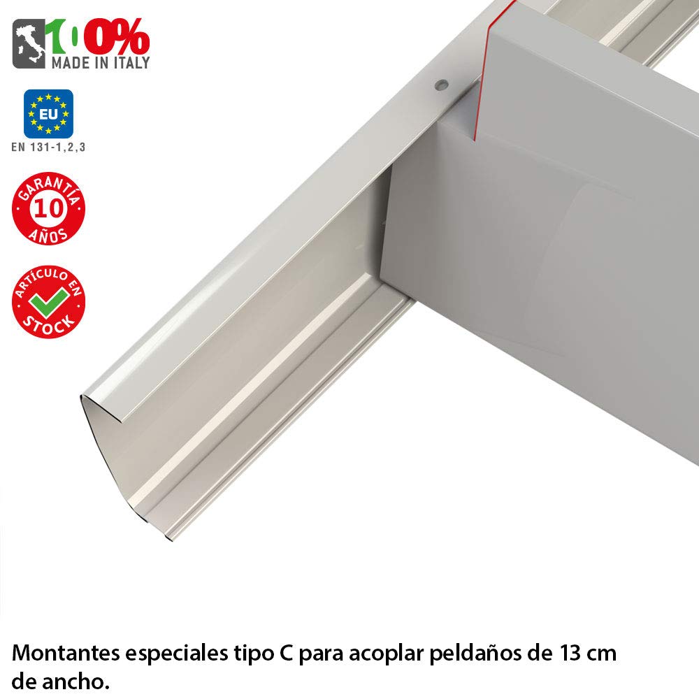 Faraone - Escalera de Aluminio - Escalera de Tijera DOMUS04-162 x 50 x 15 cm - Escalera 4 Peldaños - Máxima Seguridad - Fácil Transporte - Peldaños Anchos y Cómodos