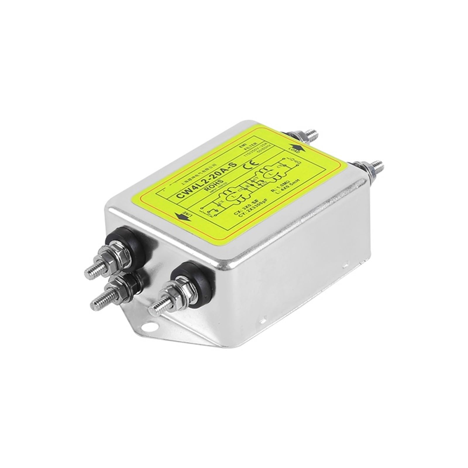 Filtre d'alimentation monophasé EMI amélioré bipolaire purifié double section 220 V CA 50/60 Hz CW4L2-3 A/6 A/10 A-S(10A)