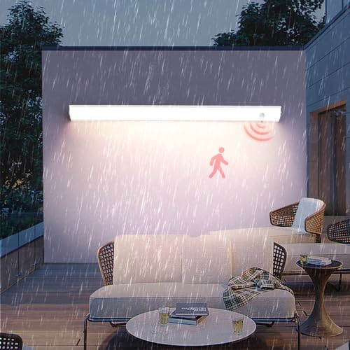 Applique murale LED détecteur de mouvement extérieure IP65 étanche argent 120 cm