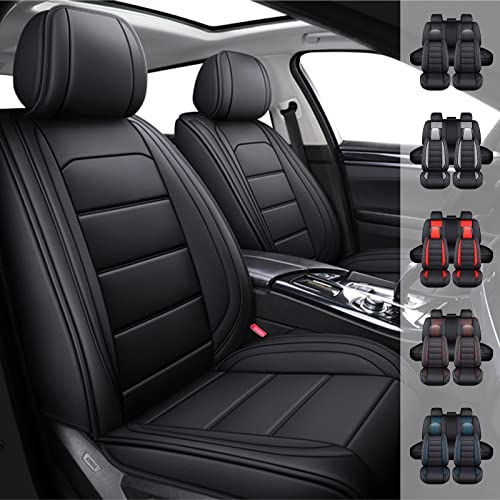 JOYOTO Full Set Car Seat Cover Compatible with Nissan Rogue 2014-2024,5pcs Pu Leather Car Seat Protectors,Waterproof Durable Seat Covers,Black