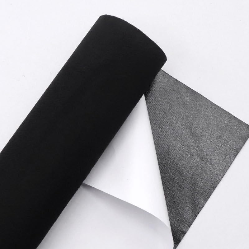 1 Roll Black Velvet Fabric, 40 x 200cm Faux Suede Self Adhesive Microfiber Fabric for Cockpit Interior Car Dashboard Furniture Jewelry Drawer DIY Repair (Black)