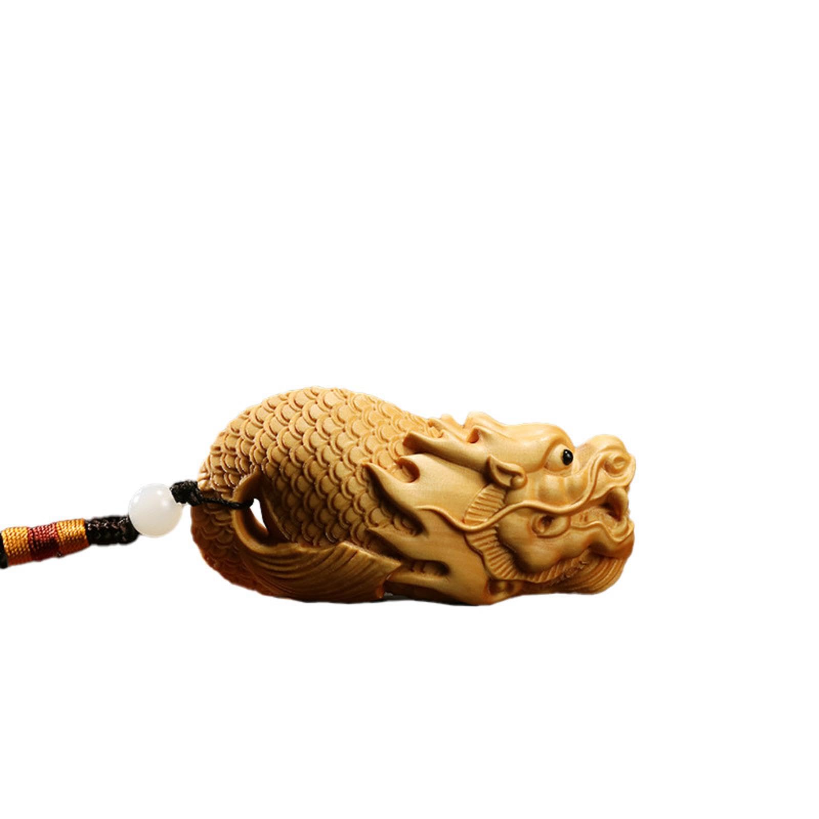 木製装飾品 魚とドラゴンの彫刻