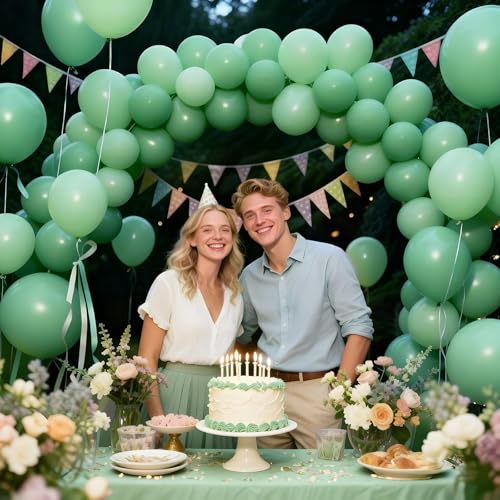 Image of Sage Green Balloon 12 Inch, 110pcs Latex Party Balloons Helium Bright Color for Birthday Baby Shower Wedding Party Supplies Arch Garland Decoration