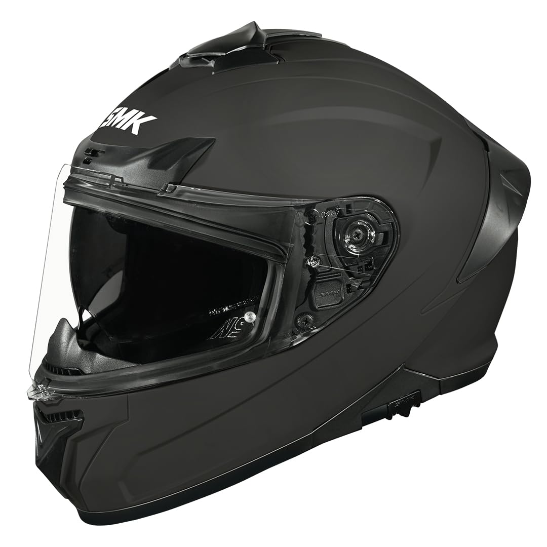 SMK Typhoon Solid ISI ECE & DOT Certified Full Face Dual Visor Helmet for Men and Women with Pinlock Fitted Clear Visor and Inner Sun Visor-image-42