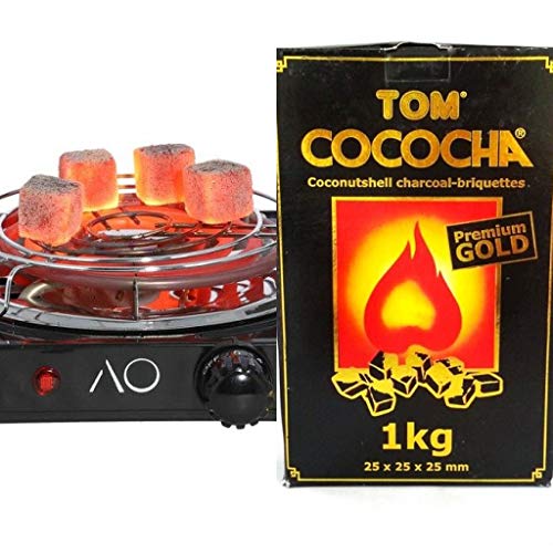 Hornillo para carbón de Shisha o Cachimba 1500W + 1 Kg Carbón Tom Cococha