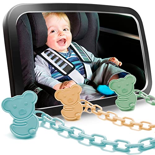 Espejo Coche Bebe Asiento Trasero con Giro 360º, Espejo Retrovisor Coche con 3 Chupeteros para Ver a tu Hijo en Conducción Segura, Accesorio Esencial para tu Hijo, Espelho carro bebe Cover