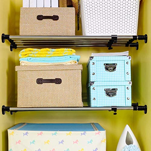 BAOYOUNI Verstellbares Regal Teleskop Schrank Organizer Rack Erweiterbar kleiderschrank Edelstahl Teleskopregal Ohne Bohren, Ausziehbare 60-100 cm, für Schlafzimmer, Bad, Küche, Schwarz, 1 Stück