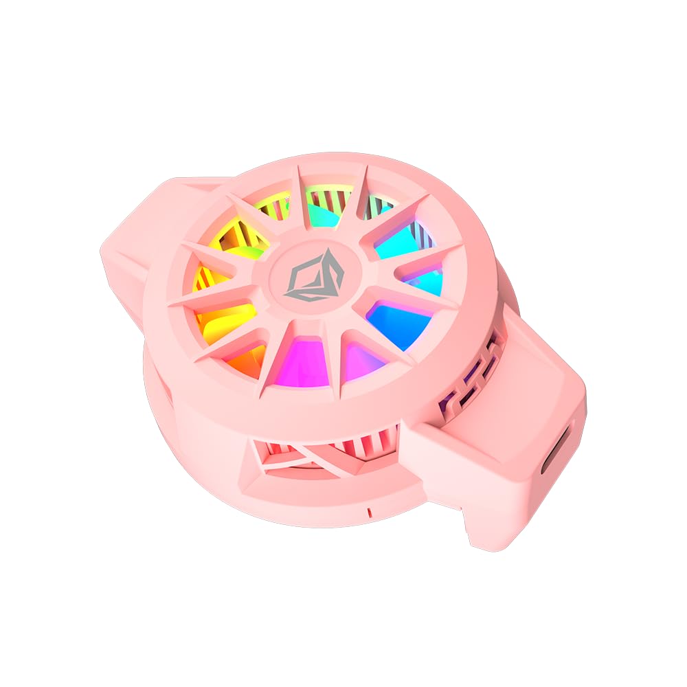 Meetion Mobile Phone Cooling Back Clip CP100 Semiconductor Refrigeration Bracket Rapid Cooling Supper Slint RGB Light Design (Pink)