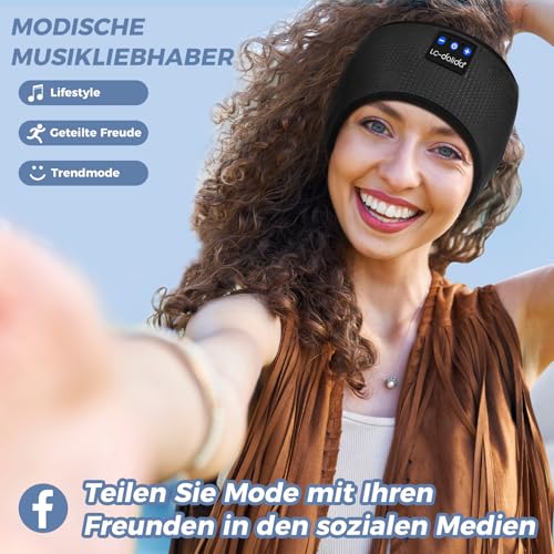 LC-dolida Schlafkopfhörer Bluetooth 5.4, Schlaf Stirnband Kopfhörer Headband Schlafmaske, Sportskopfhörer Musik schlafen Stirnband für Sport Training, Joggen, Yoga, Reisen