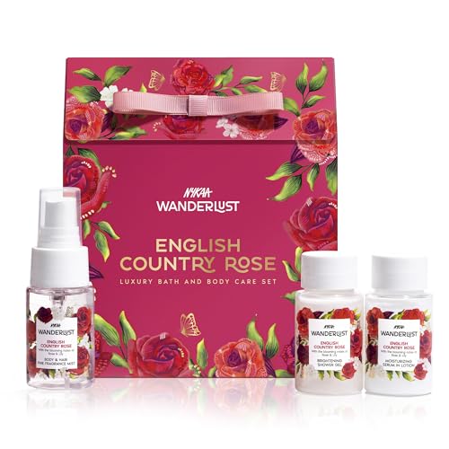 Image of Nykaa Wanderlust English Country Rose Mini Gift Set English Country Rose | EDP, Body Lotion & Shower Gel