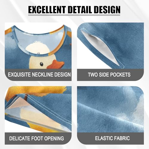 Pajama Short Sets Four Yellow Ducks Flying Soft Cotton Summer Sleepwear 2 Piece PJS Size 5-14T3