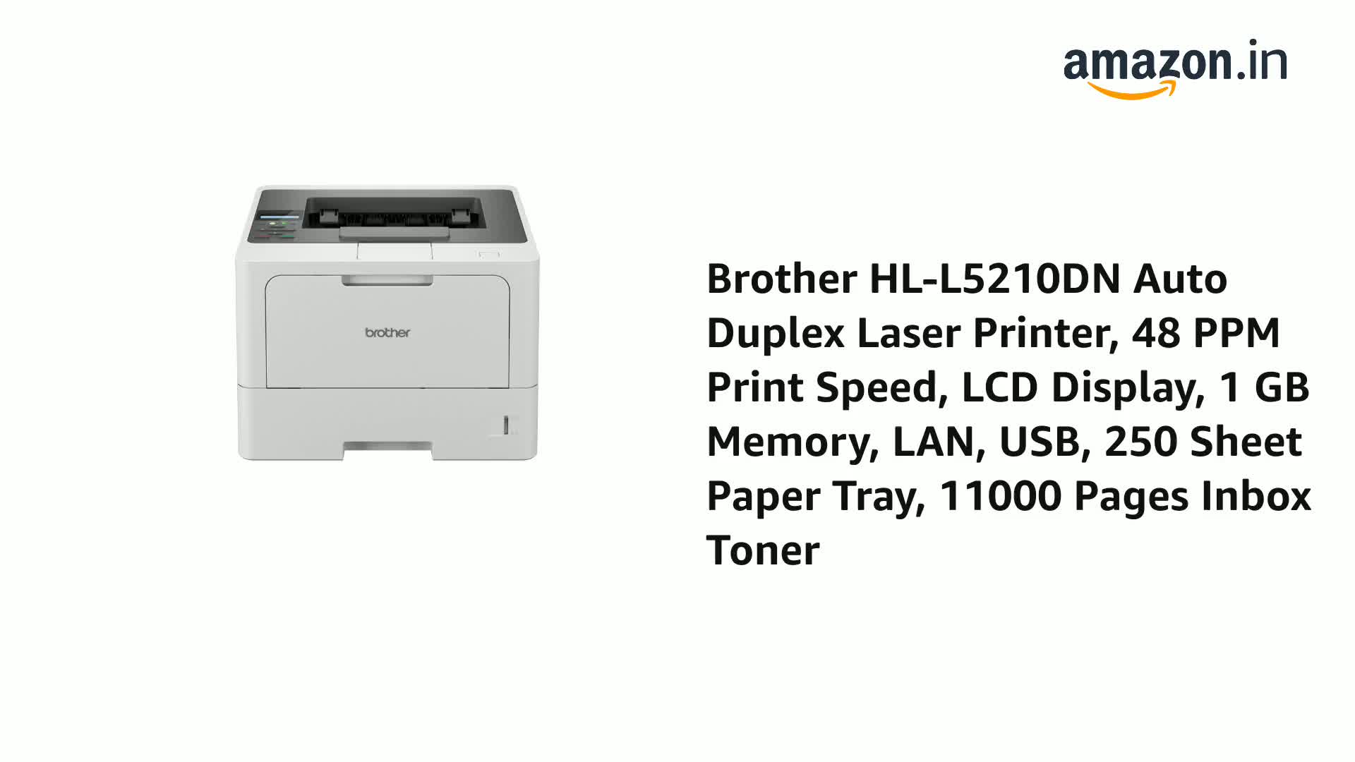 Amazon.in: Buy Brother HL-L5210DN (New Launch) Auto Duplex Laser