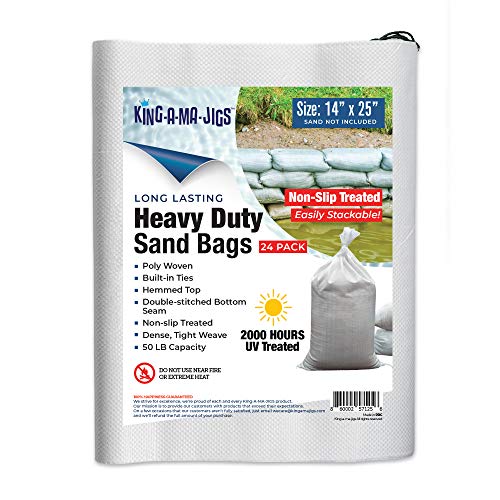 Sandbags (24 Pack) Long Lasting, Heavy Duty Sandbags with Ties (14