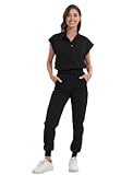 Scrub for Women Set - Stretch Scrub Top & Jogger Pants Mandarin Collar Anti-Wrinkle Scrub Suit Medical Uniform