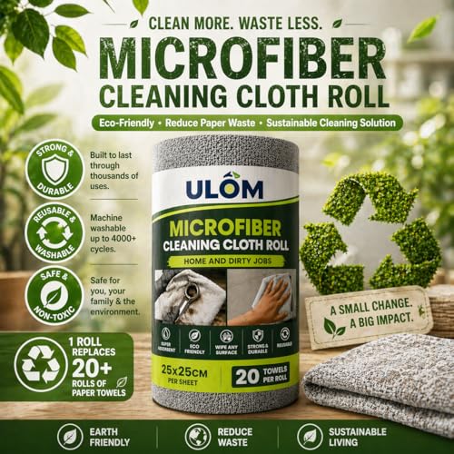 Image of Microfiber Cleaning Cloth Roll, 20Pcs 4000+ Washable Reusable Tear-Away Towels, Ultra Absorbent Lint-Free Kitchen Cleaning Cloths, Eco-Friendly Paper Towel Alternative (Grey, Pack of 1)