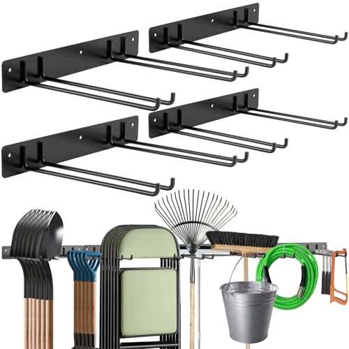 Sinoer Support mural pour outils - Solution de rangement de garage - Support de pieds de chaise pliable - Crochet de rangement pour outils de jardin - Version...