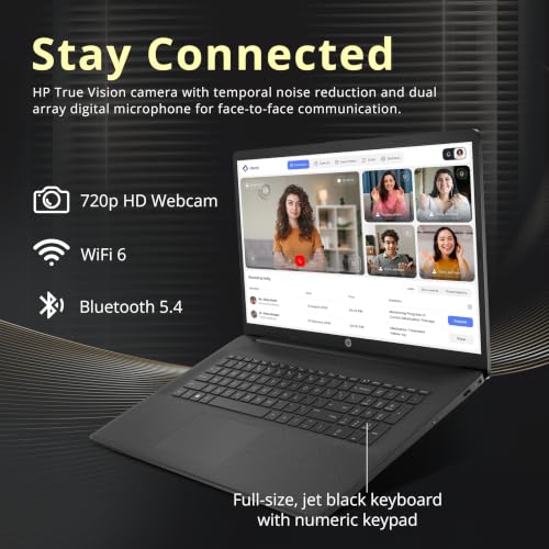 Image of HP 17.3 inch HD+ Laptop for Business & Students, Intel Core 5 120U, 32GB RAM, 2TB SSD + 128GB Docking Station, Intel Graphics, Full-Size Keyboard, Wi-Fi 6, HD Webcam, Windows 11 Pro, Black