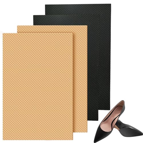 Anti Rutsch Sohle Pads, 4 Stück rutschfeste selbstklebende Gummipads, Schuhsohlen Protektoren, Geräuschreduzierungsaufkleber für Alle Größen (Khaki und Schwarz)