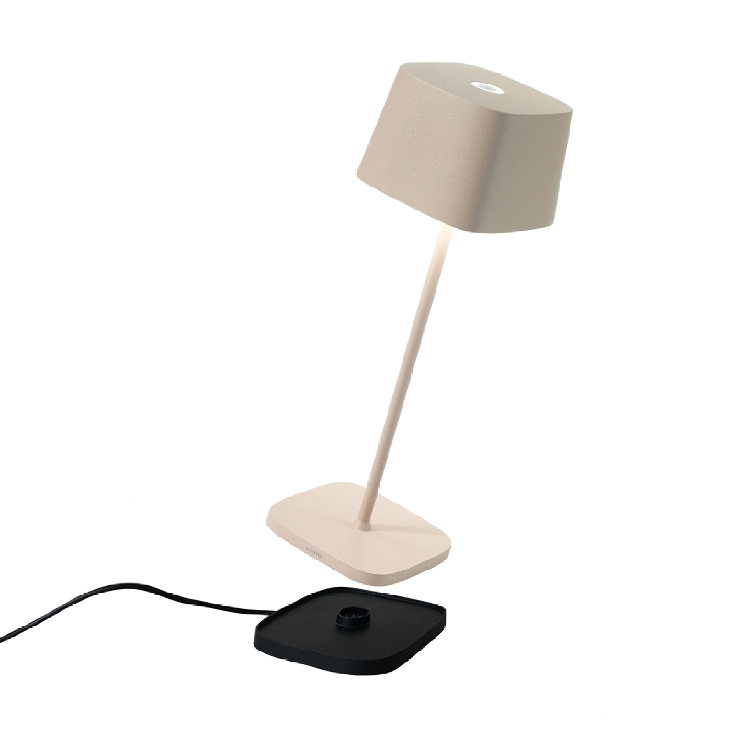 Zafferano, Lampa Ofelia, Zasilana Akumulatorowo Bezprzewodowa Lampa Stołowa ze Sterowaniem Dotykowym, Również Jako Lampa Zewnętrzna, Ściemniacz, 2200-3000 K, Wysokość 29 cm, Kolor Piaskowy