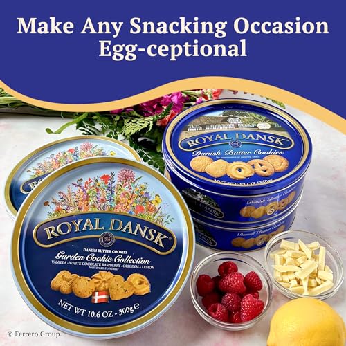 Image of Royal Dansk Garden Cookie Collection & Danish Butter Cookies, 4-Pack, Includes Two 12 oz and Two 10.6 oz Tins