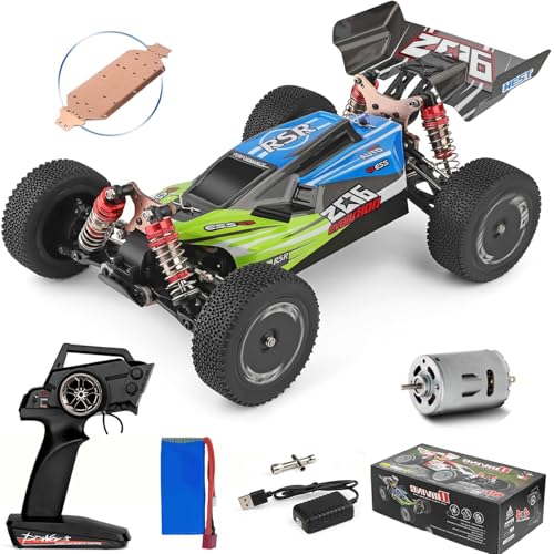 GoolRC WLtoys 144001 RC Car, 4WD 2.4GHz 60km/h High Speed Remote Control Car Off-Road RC Trucks, 1:14 Scale RC Buggy with RTR Aluminum Alloy Chassis 550 Motor Gifts for Adults