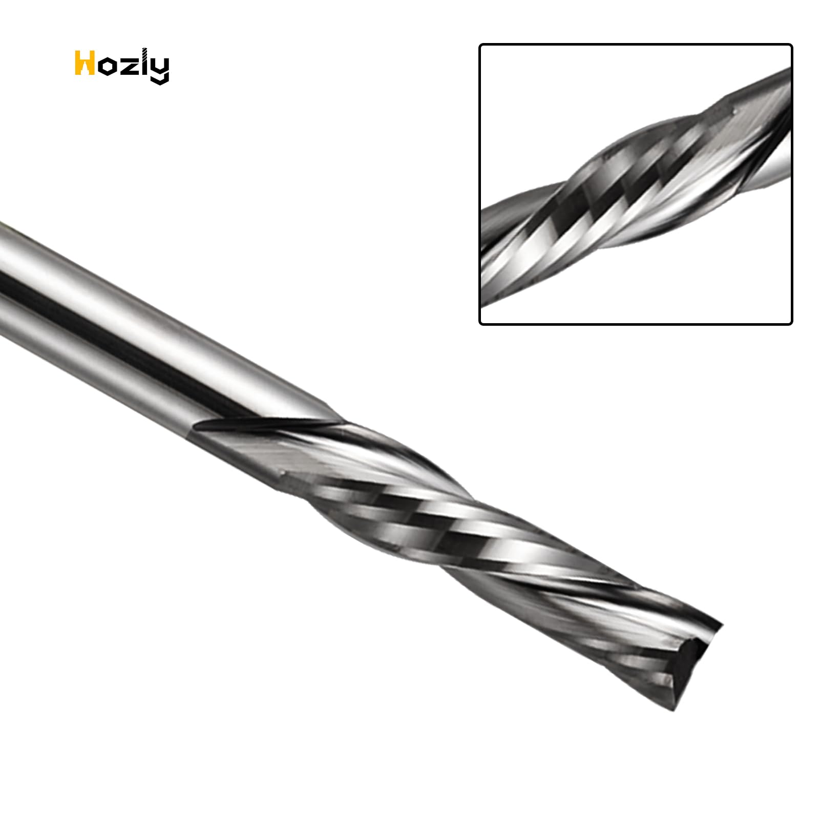 EU_HOZLY 6 mm trzonek 2 flety Down Cut Millionfrez, frez CNC, frez trzpieniowy, długość cięcia 25 mm, frez spiralny do drewna, frez podłużny do drewna, 2 sztuki (6 x 25 x 50 l)