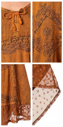 Image of Sakkas Stonewashed Rayon Adjustable Spaghetti Straps Mid Length Dress