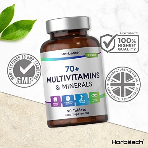 Multivitamin 70 Plus Tablets | 90 Count | with Essential Vitamins and Minerals | for Men and Women Age 70+ | Vegetarian | by Horbaach - Image 6