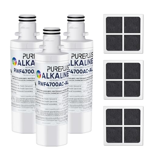 Image of PUREPLUS Alkaline ADQ747935 Replacement for LG LT1000P LT1000 Kenmore Elite 9980 LT1000PC, MDJ64844601 ADQ74793501, LMXS28626S, LFXS26973S, LT120F Refrigerator Water and Air Filter,3Pack